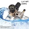 1/4" NPT Ręczny Pneumatyczny Regulator Ciśnienia Powietrza Filtr Separator Oleju i Wody do Kompresora