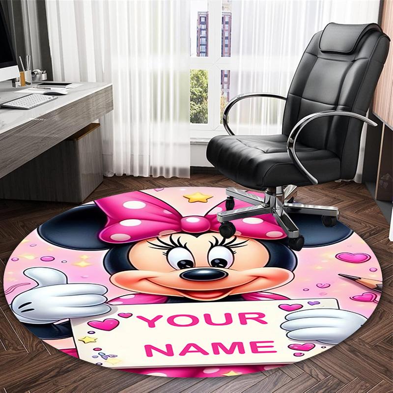 Customizable Minnie (8) Round Non-Slip Carpet - Ideal for Garden, Picnic, Office, Perfect for Decoration, Suitable For All Seasons