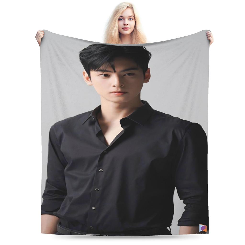 Cha Eun Woo Flannel Blanket Winter Warm Soft Throw Blanket for Child Home Decor Fluffy Bedspread Sofa Bed Cover