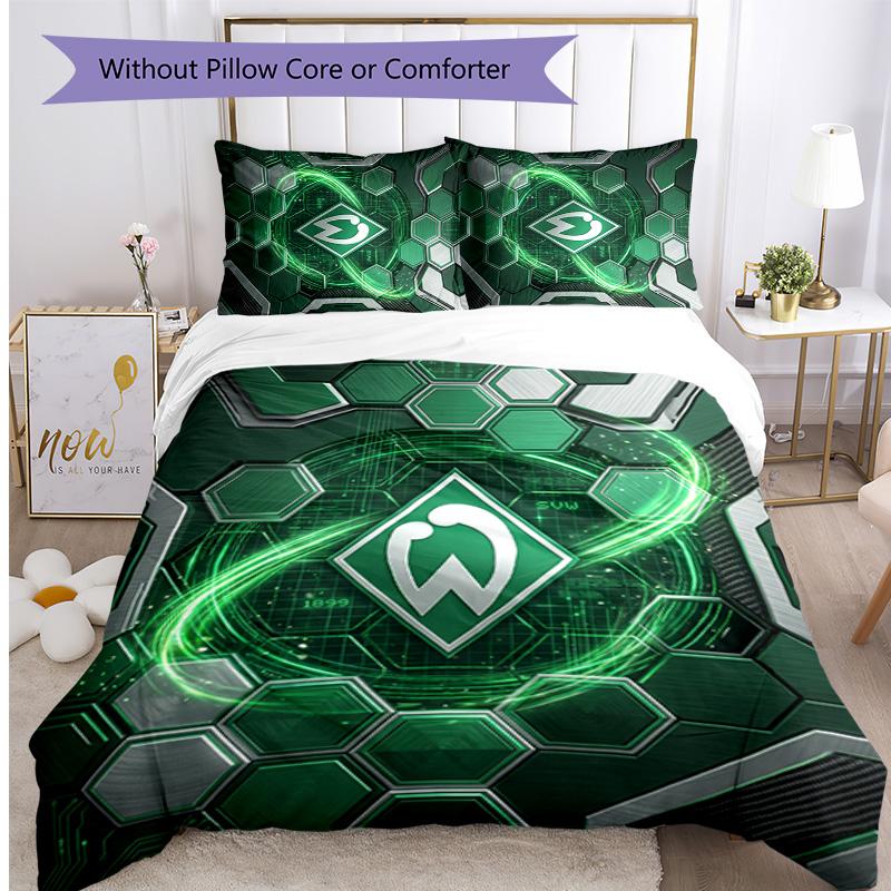Set Lenzuola 3 Pezzi Stampato Werder Bremen, Comodo Set Copripiumino per Camera da Letto Amico della Pelle