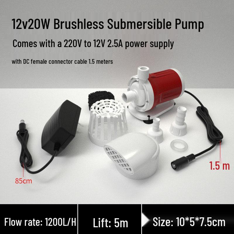 12/24V Mini Solar Brushless Submersible Water Pump for Fish Tank Circulation