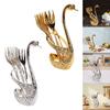 Swan Dinnerware Set Zinc Alloy Gifts 6 Forks Swan Base Utensils Flatware for Tea Fruit Kitchen Banquet Countertop