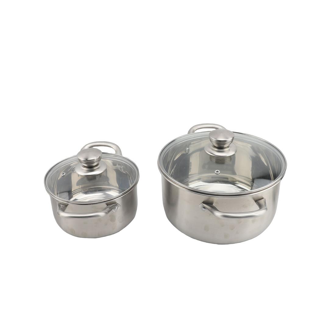 Cookware Set 304 Stainless Steel Thickened Soup Pots with Double Handle Lids for Kitchen