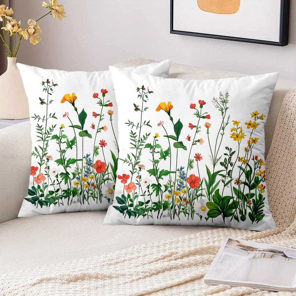 1 Pieces Floral Printed White Cushion Pillow Cover Set Polyester pillowcase, sofa decorative cushion cov Headboard Pillow
