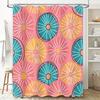 Colorful Circular Shower Curtain Modern Bath Decor for Bathroom Pink Blue Yellow Orange White Round Pattern Water Repellent Fabr