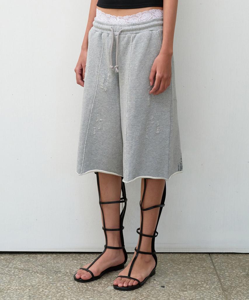 THEVINYLHOUSE Cut-Off Damage Shorts Gray