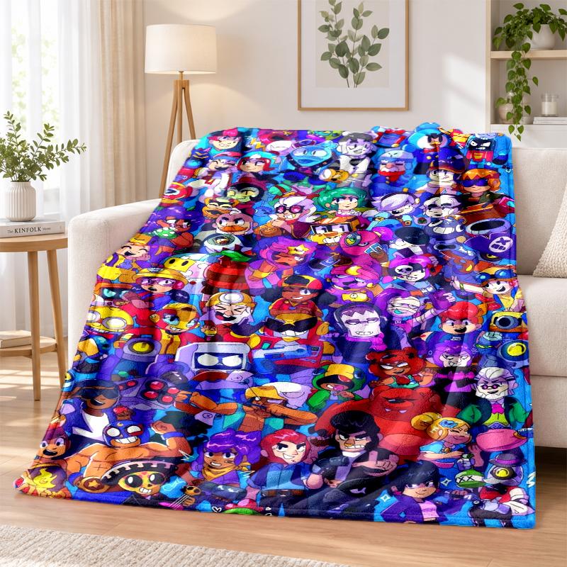 Brawl Stars Flannel Throw Blanket Soft Warm Cozy For Sofa Bed Indoor Home Bedroom Use