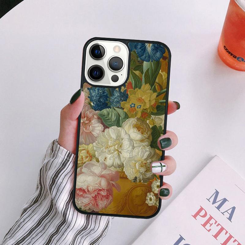 Oil Painting Boho Flower Art Phone Case For iPhone 17 Air 14 13 12 16Pro Max 15  Plus Cover Shell Max coque