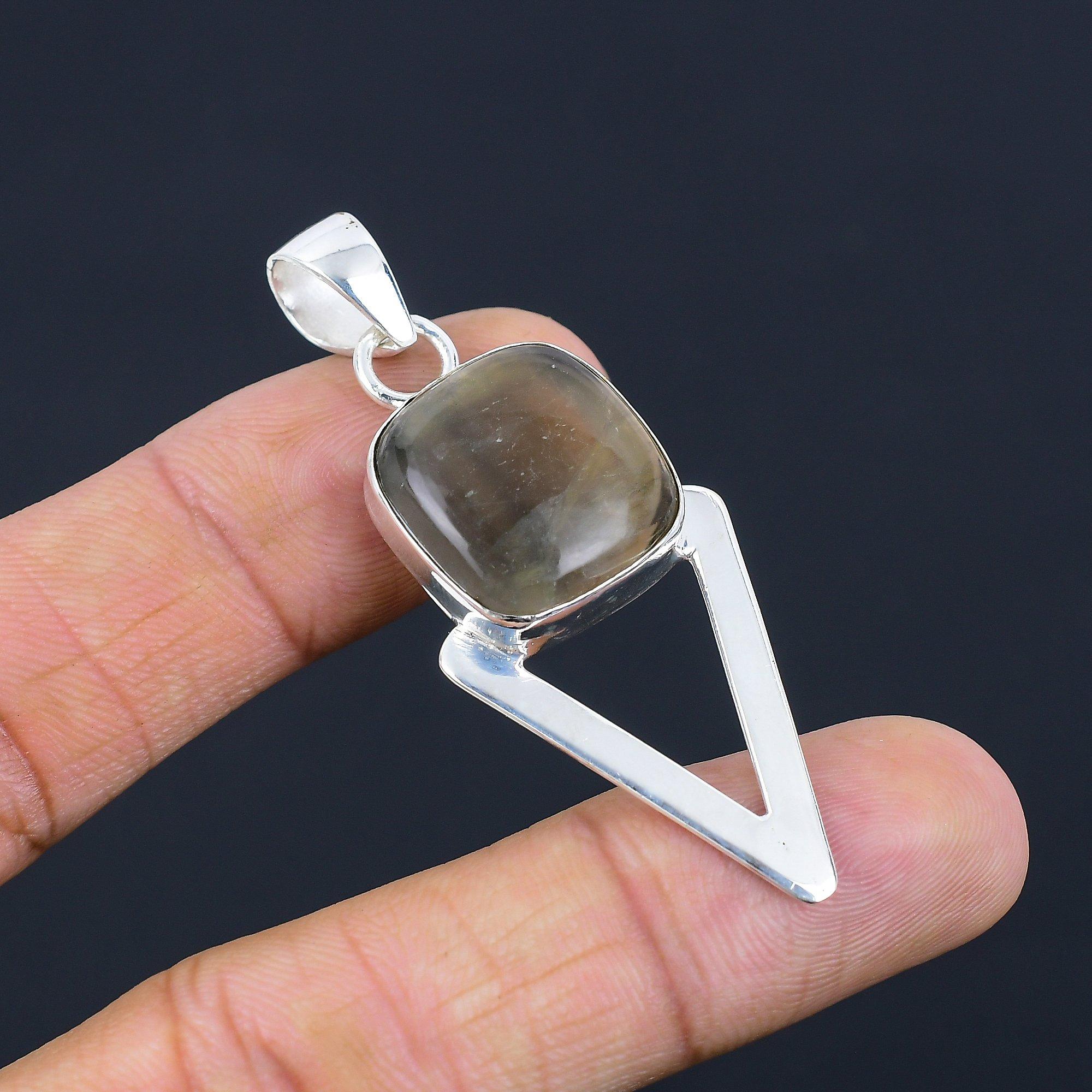Multi Fluorite Stone 925 Silver Third Eye Chakra Anniversary New Pendant Jewelry