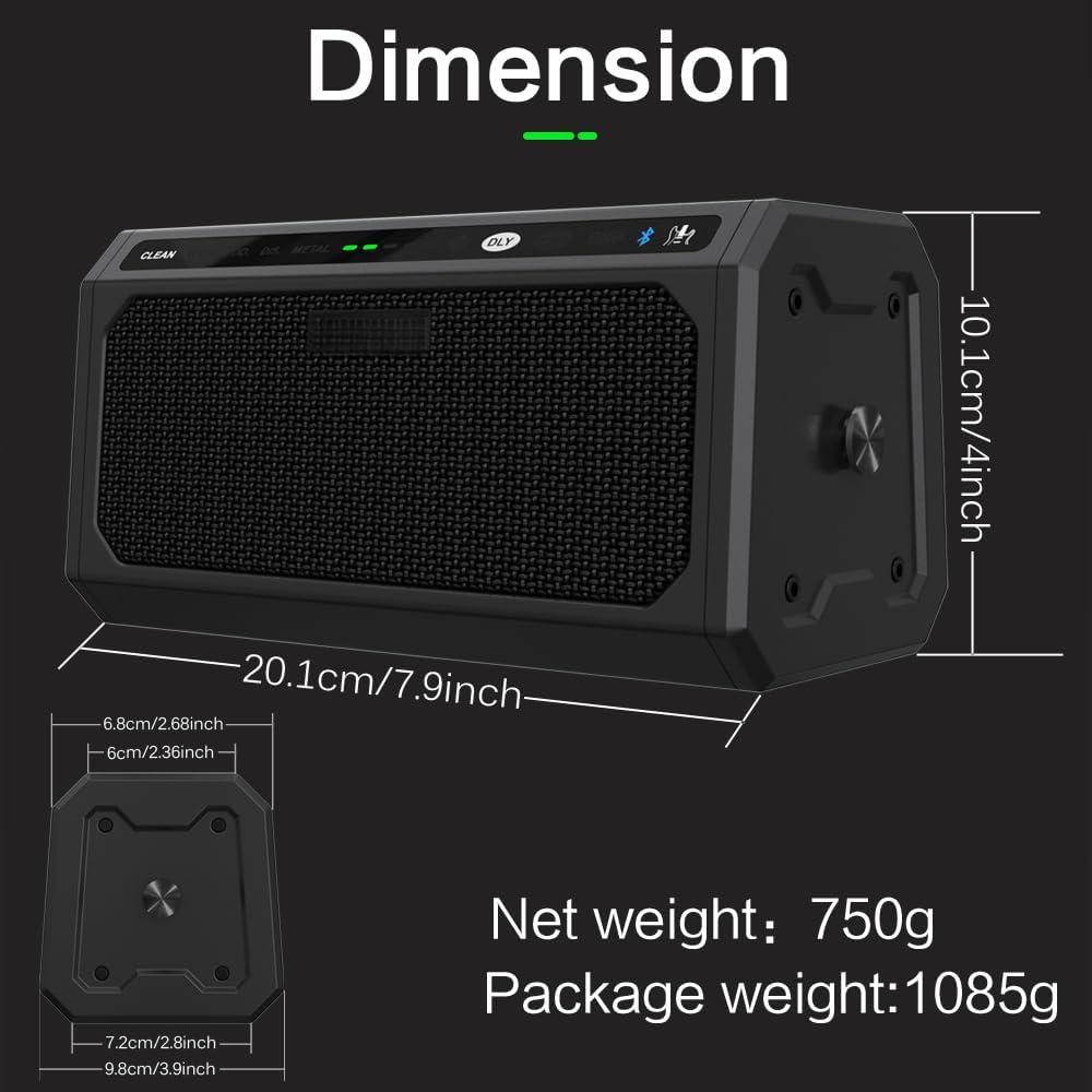 10W Portable Rechargeable Guitar Amp, 5 Channels, Bluetooth Acoustic/Electric Mini Amplifier With Reverb, Delay, 20 Drum Patterns, LED Display