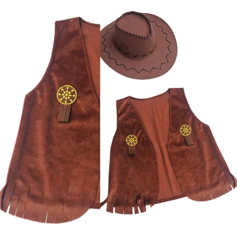 3Pcs Western Outfits Cowboy Hat Bandana Western Cowboy Costume Accessories for Halloween Party Dressing Up Pretend Play