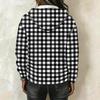 Women's Long Sleeve Drawstring Hoodie with Striped Plaid Print Pullover Sweatshirt