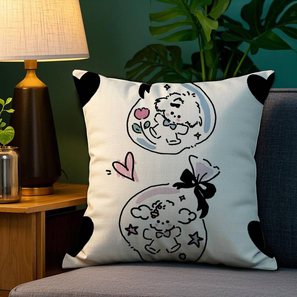 

Cartoon Puppy Pillow Case Sofa Living Room Bedroom Double-sided Printing Square Cushion Nap Time Cushion Cover 12x12Inch