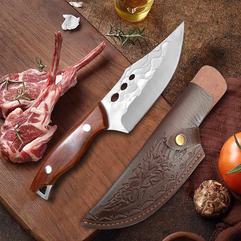 Stainless Steel Butcher Knife Meat Cleaver Forged Kitchen Boning Knives Outdoors Fishing Knife with Knife Cover