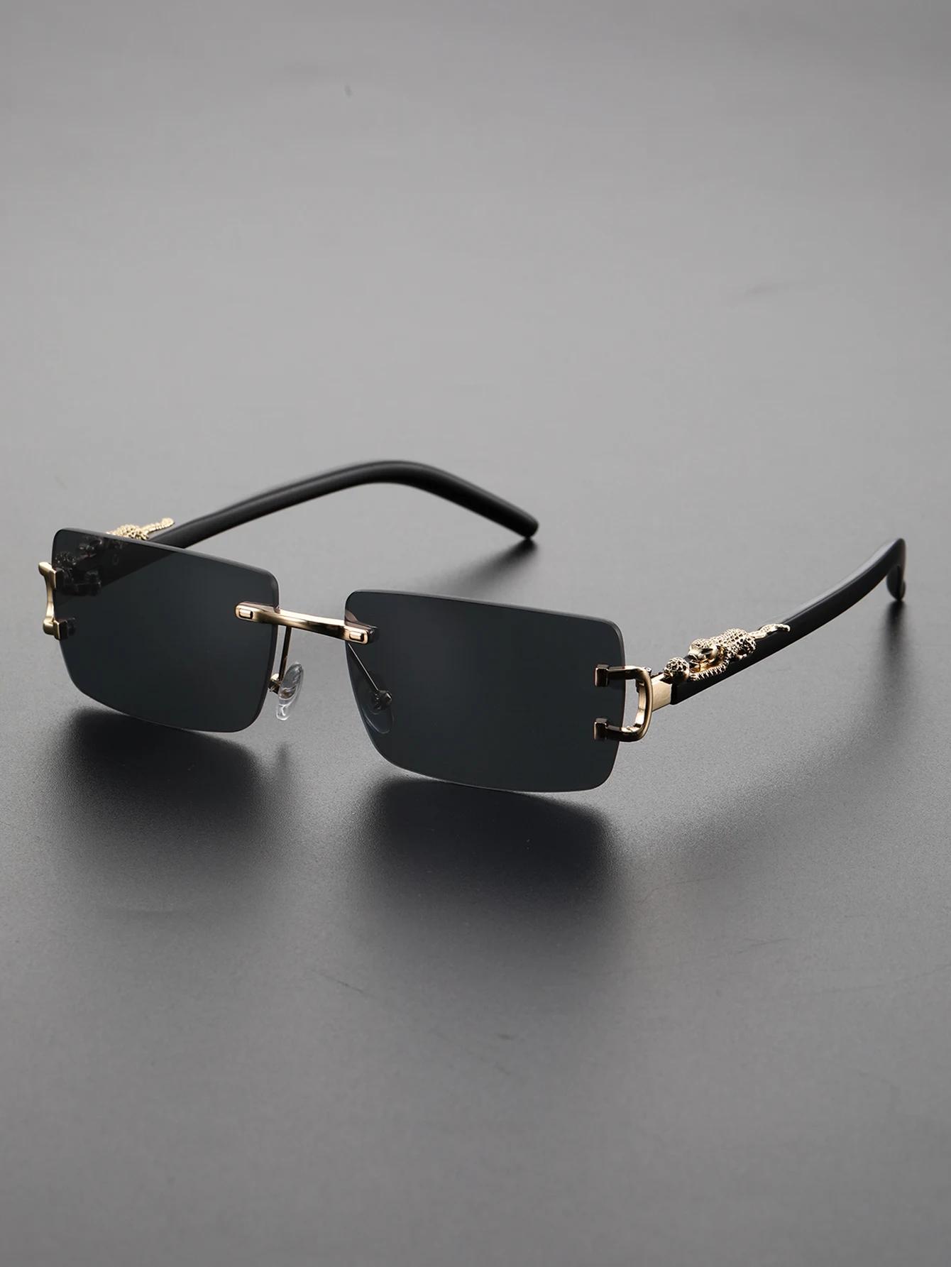 

1 Pc Trendy Frameless Rectangular Sunglasses Personalized UV Protection For Daily Life Fashion