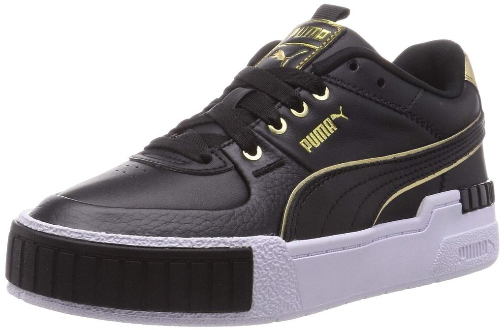 Puma CALI Sport Wabi Sabi Platform Size Women's Sneakers, Black/White/Team Gold, 22.5cm