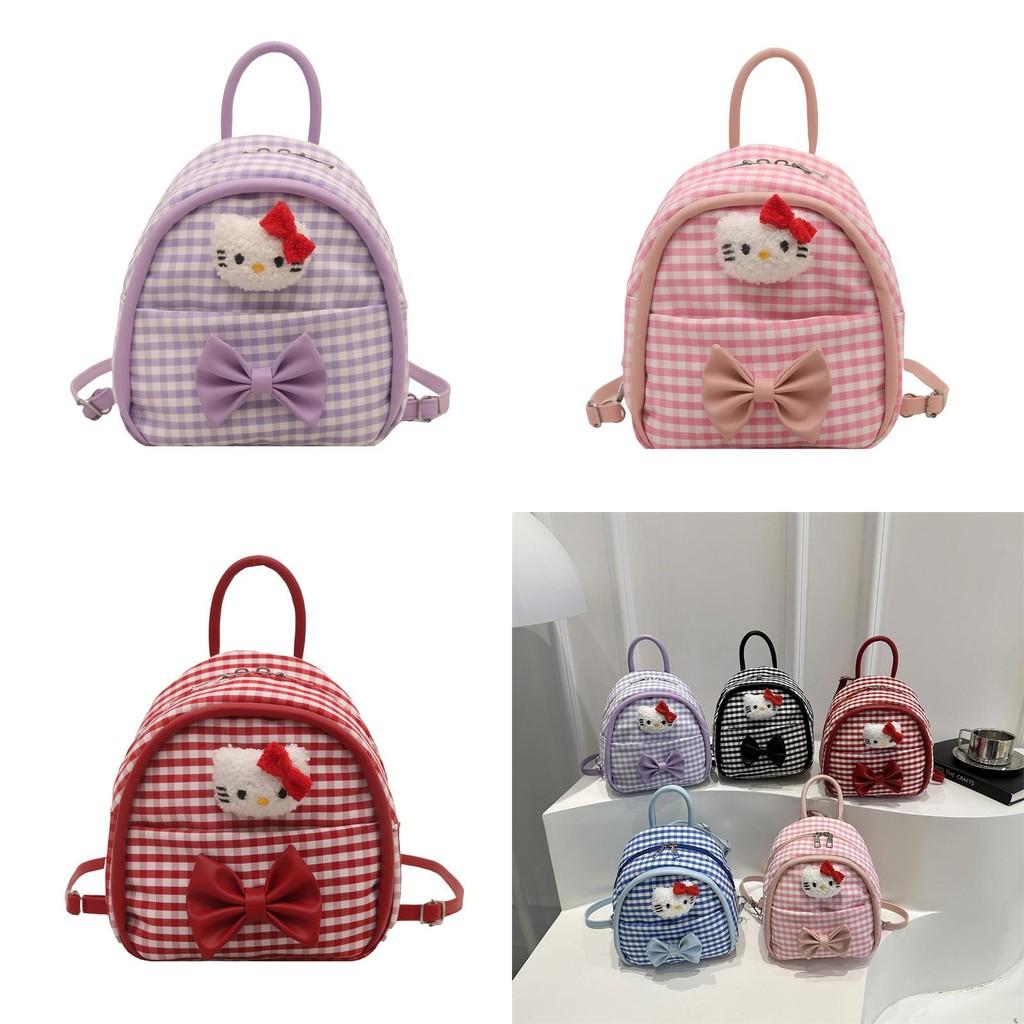 Kids Cartoon Hello Kitty Pattern Nylon Mini Backpack With Breathable Design For Kindergarten Children