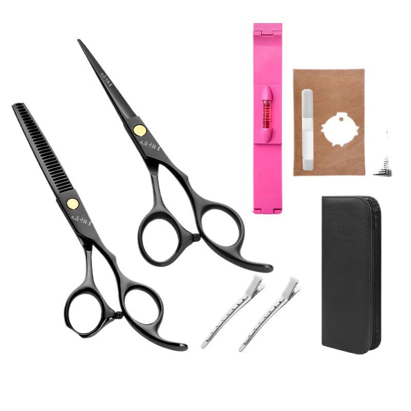 Professional Hairdressing Scissors Set: Flat Teeth, Cutting, and Thinning Scissors - Free Shipping