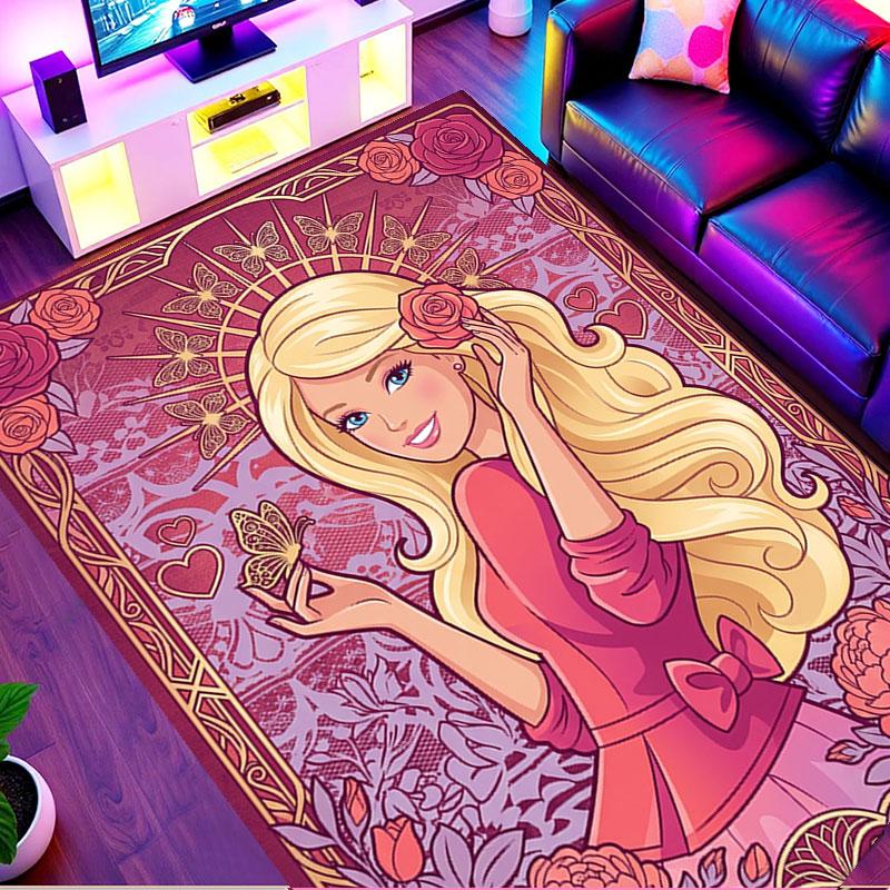 Barbie Print Rug, Washable Floor Carpet, For Entryway Dorm Laundry Room Office Study, Home Decor Birthday Christmas Gift