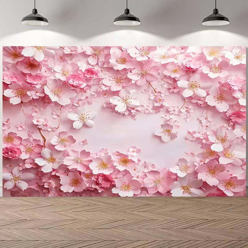 2D Spring Sakura Flower Wall Decor Backdrop Baby Shower Photo Background