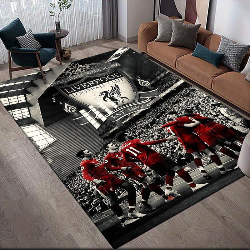 Tappeto Stampato Flanella Giocatori del Liverpool, Decorazione Divano Casa per Soggiorno e Camera da Letto, Tappetino in Flanella Antiscivolo per Sala Giochi