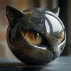 Black Cat Stone Sculpture Figurine – Handcrafted Marble-Look Resin Statue with Amber Eyes Elegant Shelf Decor for Home