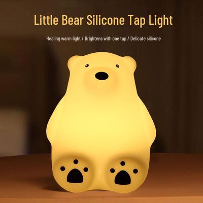 Little White Bear Silicone Touch Night Light for Kids - Bedside Sleep Companion and Custom Gift