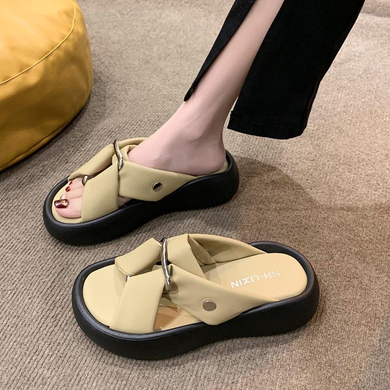 Πλατφόρμες παντόφλες γυναικεία καλοκαιρινά νέα διασημότητες του Διαδικτύου αίσθηση ότι πατάς σκατά ένα λόγο παντόφλες έγκυες γυναίκες αντιολισθητικές casual σανδάλια παραλίας