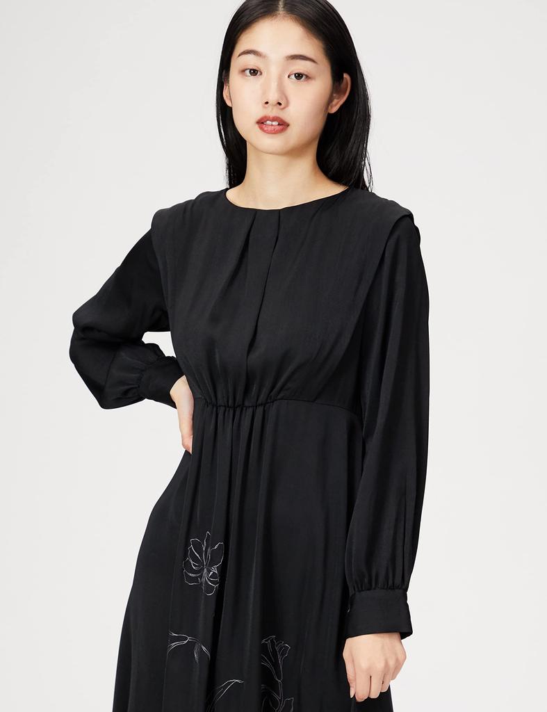 Embroidered Long Dress LWFO215061 BLK F [Lily Brown] Women's