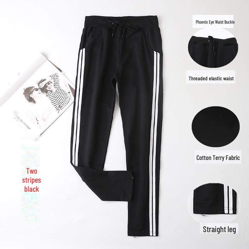 Zweigestreifte Unisex-Slim-Fit-Jogginghose für Frühling/Herbst – Ideal zum Laufen, Sport und für Studenten