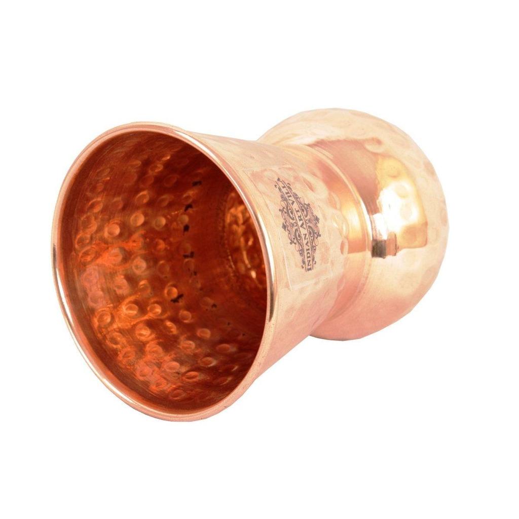 Copper Glass Tumbler, Hammer Design, Drinkware, 300 ML Each, Set of 2 Pieces