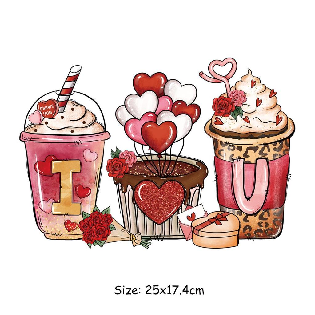 Happy Valentine'Day Patches auf Kleidung Wärmeübertragung Aufkleber Dekoration für Liebhaber Kleidung DIY Streifen Aufkleber Mädchen Junge