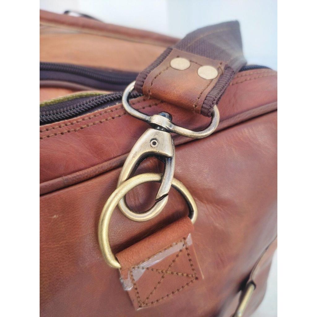Vintage Travel Men's Genuine Handmade Brown Goat Leather Overnight Weekender Bag