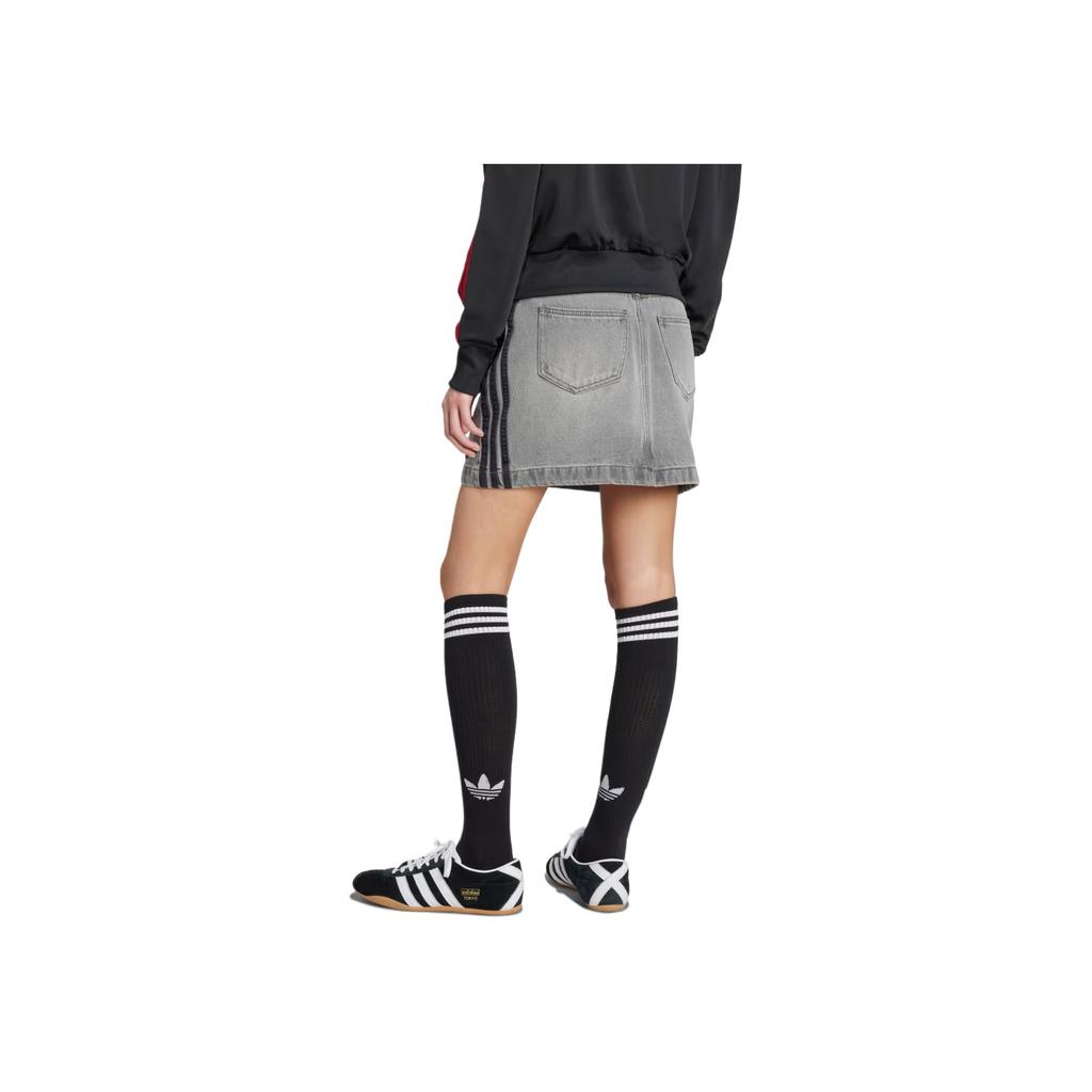 Adidas Originals 3-Stripes Fashion Trendy Versatile Denim Skirt Women Skirts JW2657