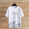 Men T-shirt Print Soft Breathable Quick Dry Colorfast Crew Neck Loose Short Sleeves Mountain Pattern Summer Tops Daily Clothes