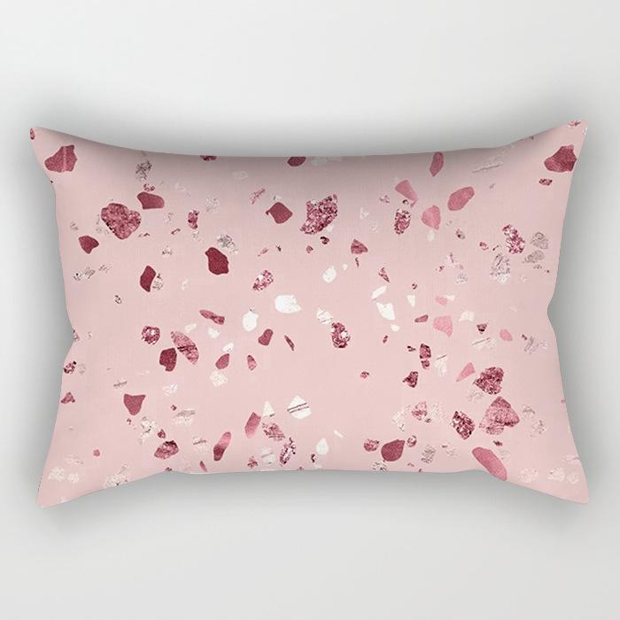 Ins Pink Geometric Waist Pillow Case Car Sofa Pillow Cushion Cover Pillow Case Pillow Case Pillow Case