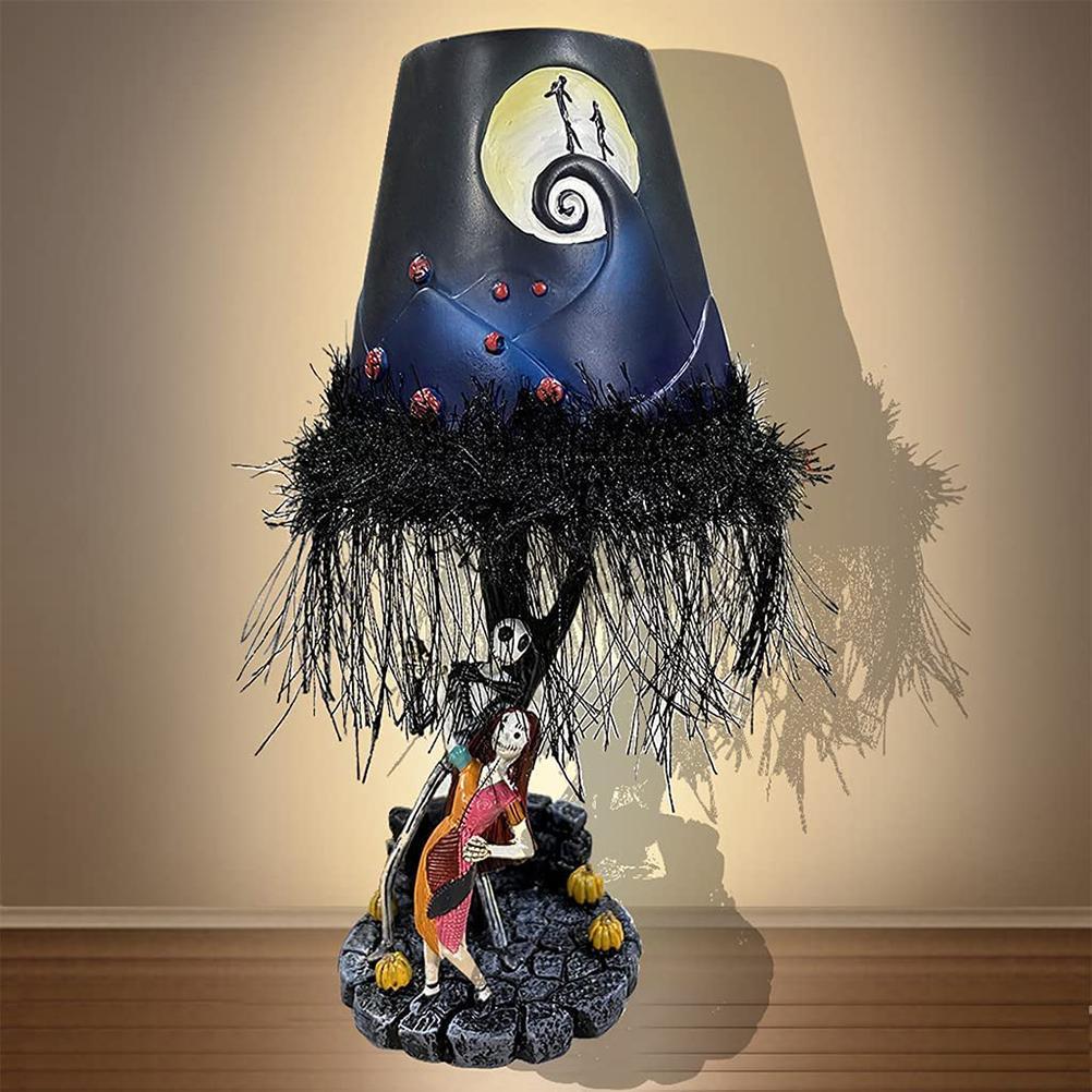 Halloween Table Lamp Desktop Decoration Light Up LED Moonlight Table Lamp Figure Tassel Resin Model