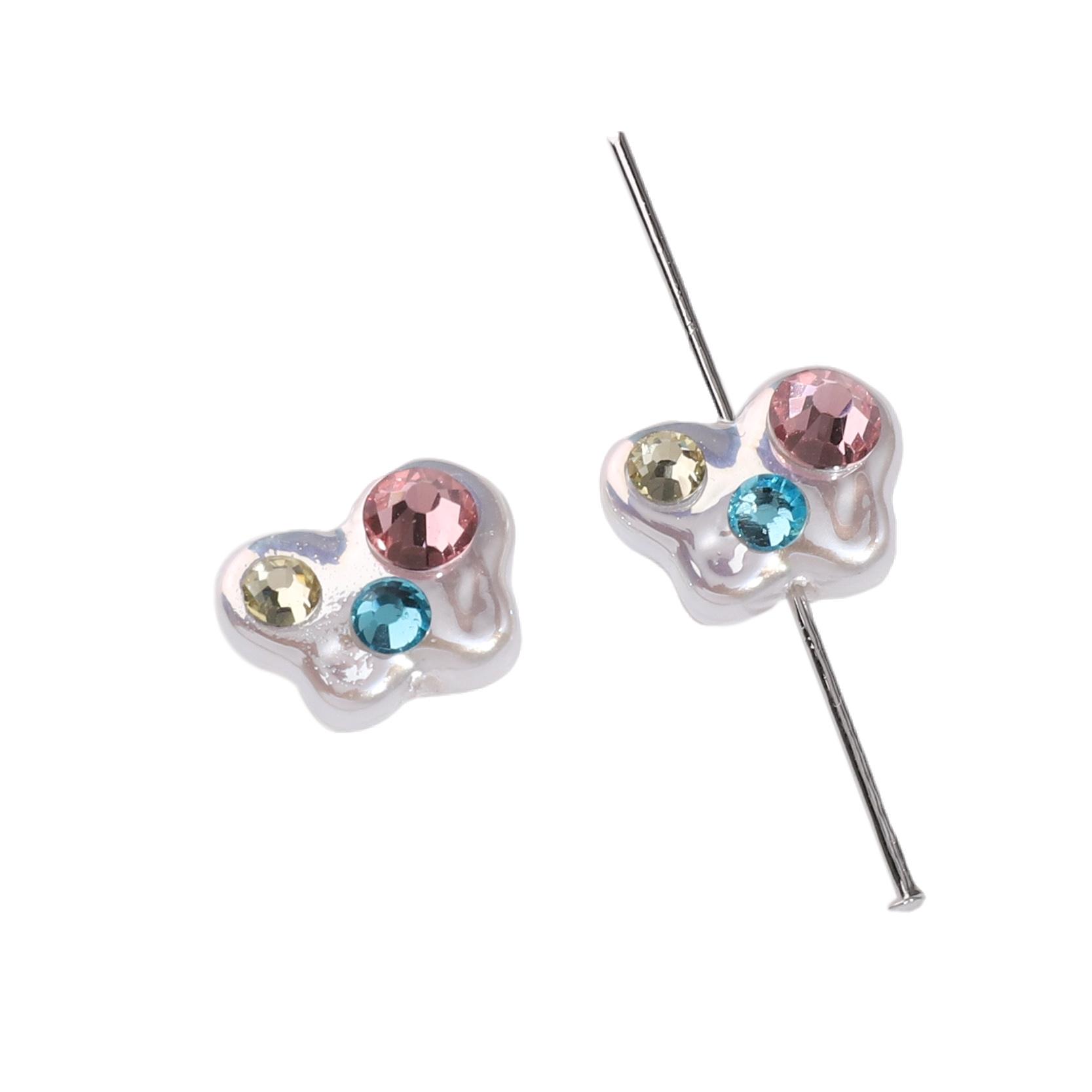 

Acrylic Imitation Pearl Plated Horse Shell Inlaid Diamond Accessories For Jewelry Making 13x10mm рожевий