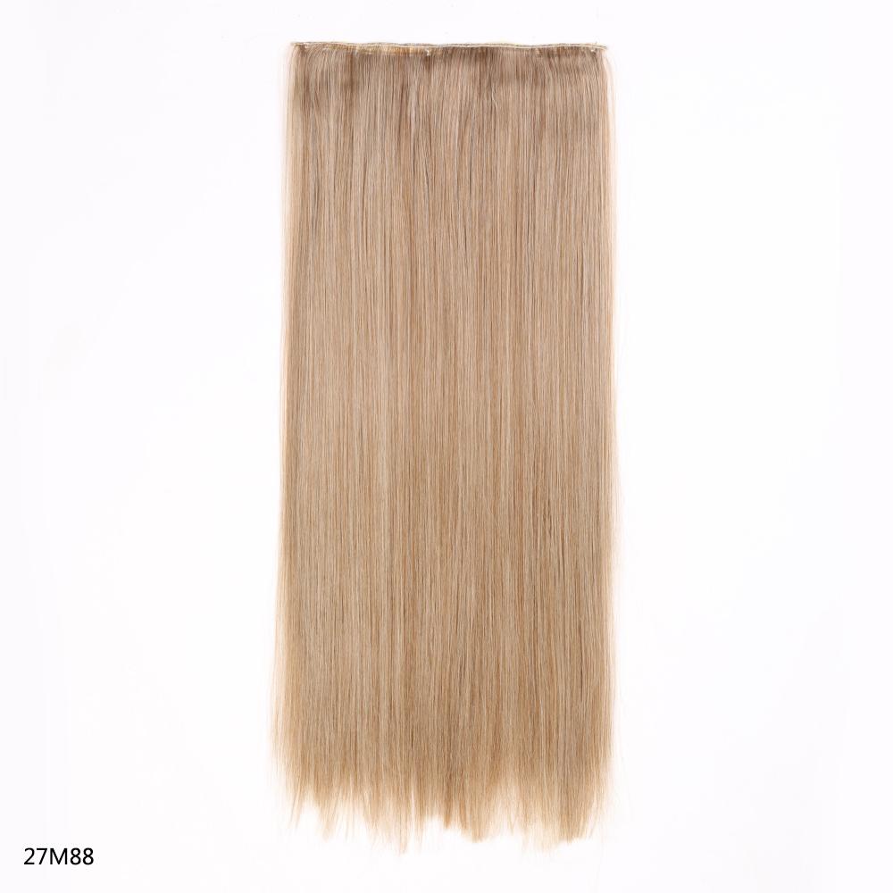 Synthetic Hair Extension Clip Ins One Piece With 5clips Long Straight Hair Brown Blonde Color For Women Daily Use