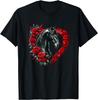 My Horse Is My Valentine A Black Horse with Roses and Hearts T-Shirt