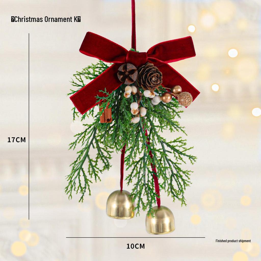 Christmas Wreath with Pine Cones & Bells for Door, Wall, or Window Decoration