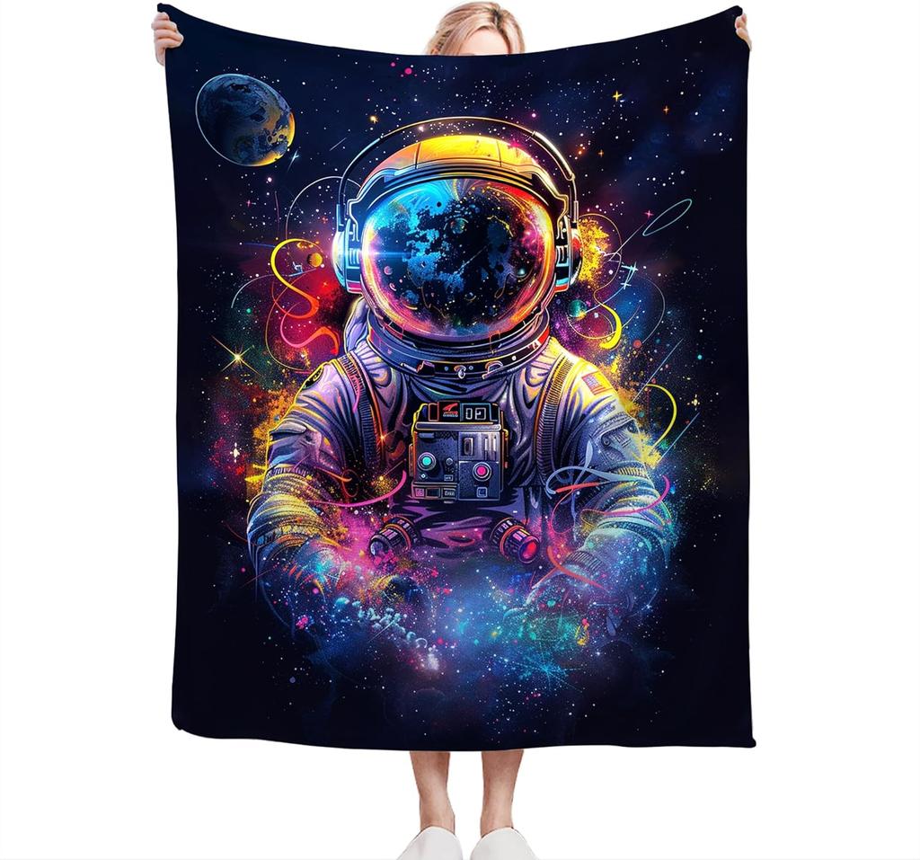 Spaceman Astronaut Throw Blanket - Soft Warm Cozy Fleece for Couch, Sofa, Bed - - Gifts & Decor for Girls, Boys, Women,