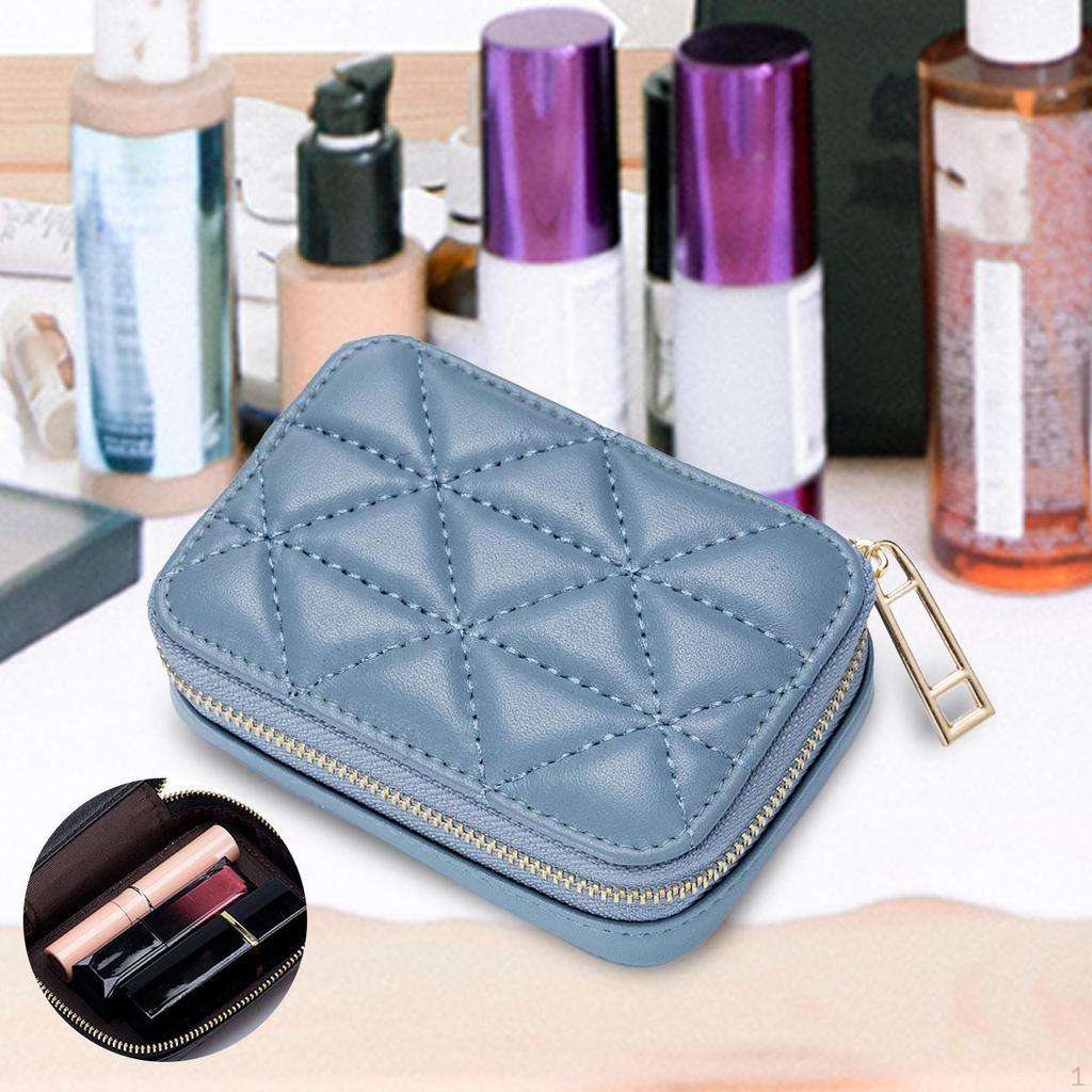 Compact Lipstick Holder with Mirror, Travel Makeup Pouch for Girls and Women