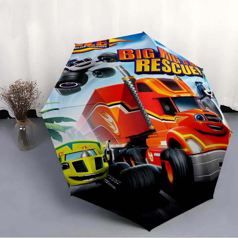 1pc Blaze and the Monster Machines Umbrella, Sun Protection, And UV Shielding. It Has Eight Sturdy Ribs for Outdoor Use And Perfect Gift