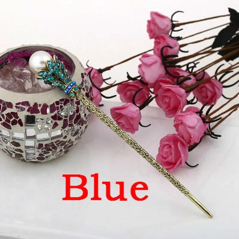 Vintage Simulated Pearl Hair Sticks  Clip for Bride Crystal Rhinestone Pin  Accessories Jewelry