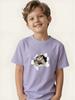 Boy's Simulated Cat Print Round Neck Short-sleeved Children's Summer Skin-friendly