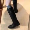 High-end Long Boots for Women's Flats Knee High Fashion Shoes Leather Winter High Boots New Walking Trend Chelsea Mujer De Botas