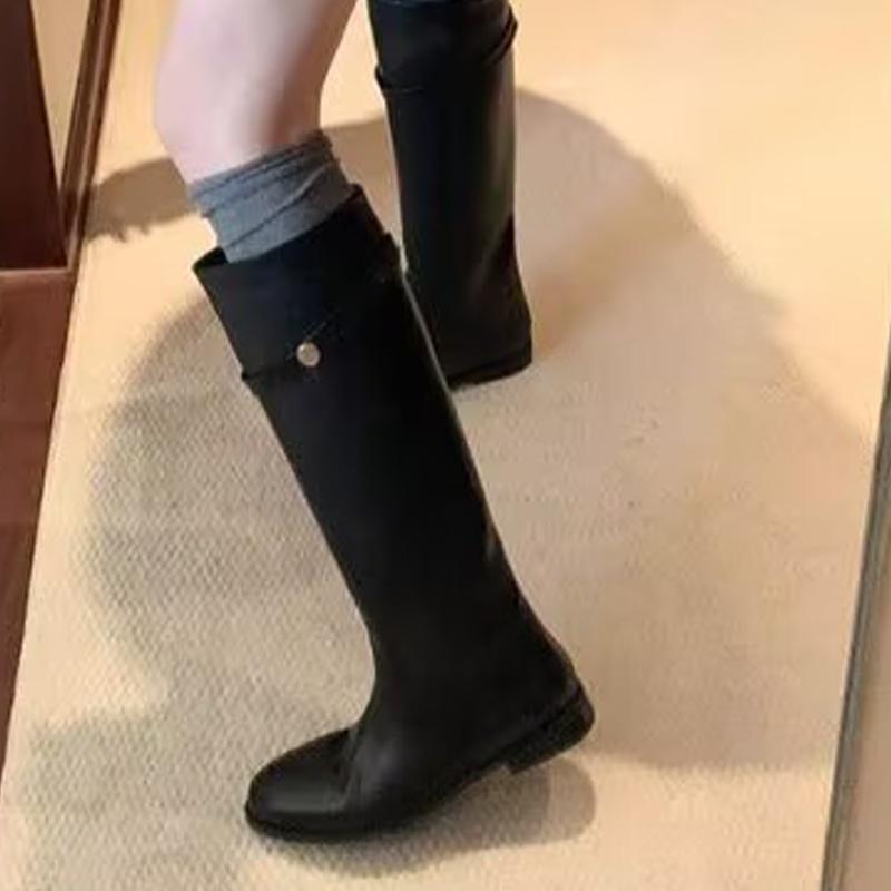 High-end Long Boots for Women's Flats Knee High Fashion Shoes Leather Winter High Boots New Walking Trend Chelsea Mujer De Botas