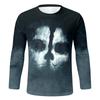 Spring and Autumn Round Neck 3D Halloween Printed Top Fashionable Casual Long Sleeved Men's T-shirts