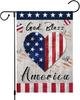 God Bless America Garden Ag Memorial Day Patriotic Garden Ags 12x18 Inch Double Sided Strip and Star Heart Burlap Indepe PPZ